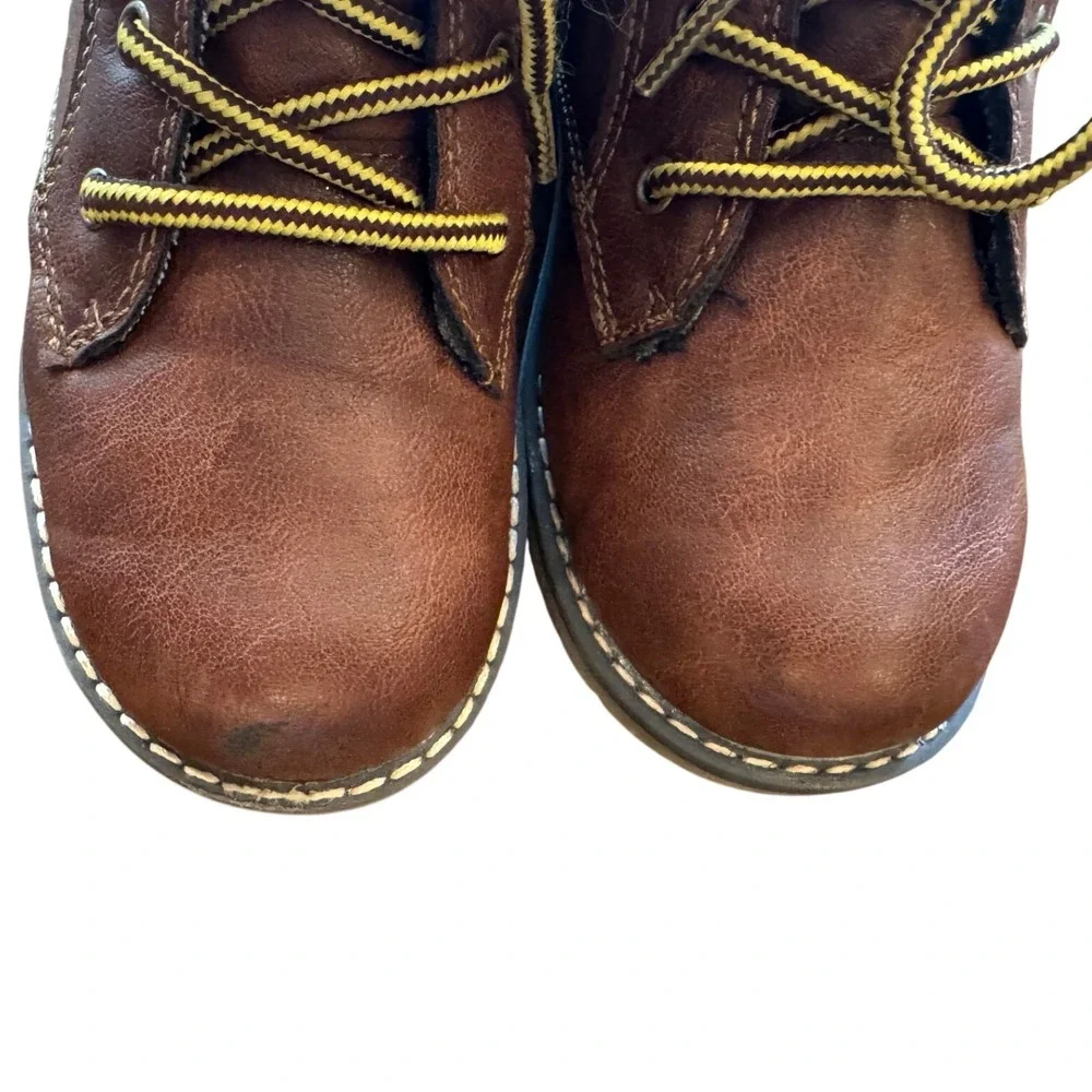 London Fog Kids Brown Faux Leather Denim Collar Ankle Boots MG1050 Size 12M